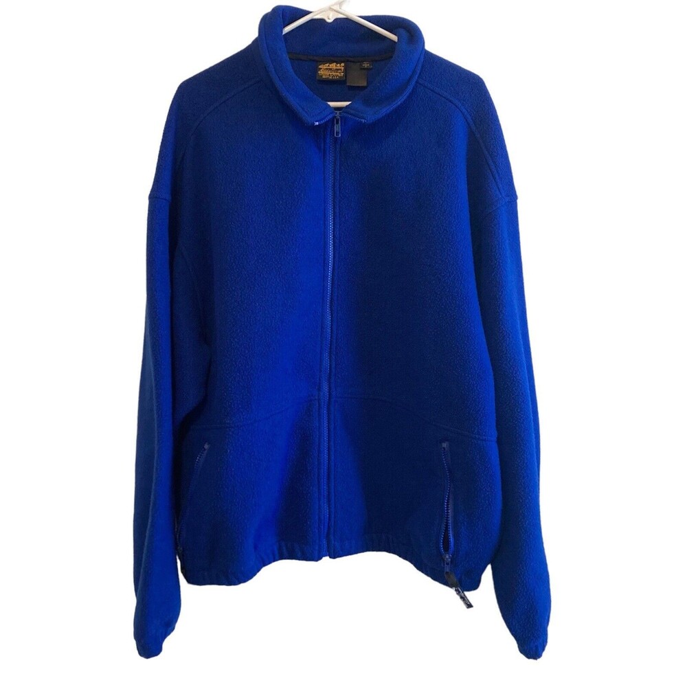 Eddie Bauer Sweater Mens Size L Outdoor Collared Full Zip Blue Long Sleeve USA